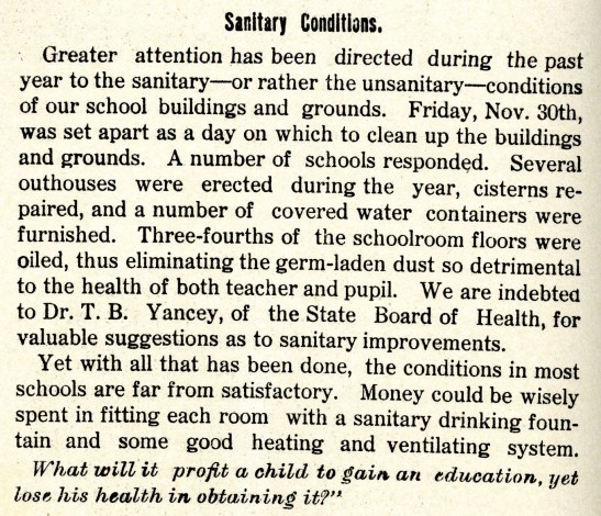 Sanitary Conditions, Washington County Schools, 1913